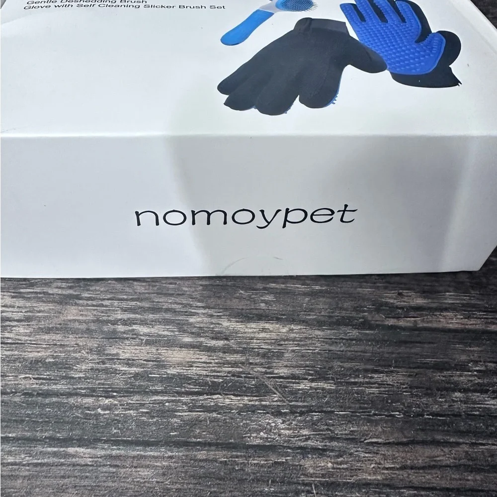Nomoy Pet Blue and Black Dog Grooming Set with Silicone Brush and Glove